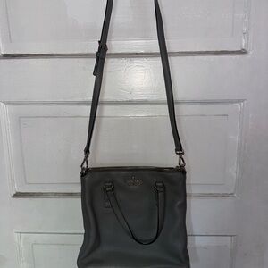 Gray Leather Crossbody Bag